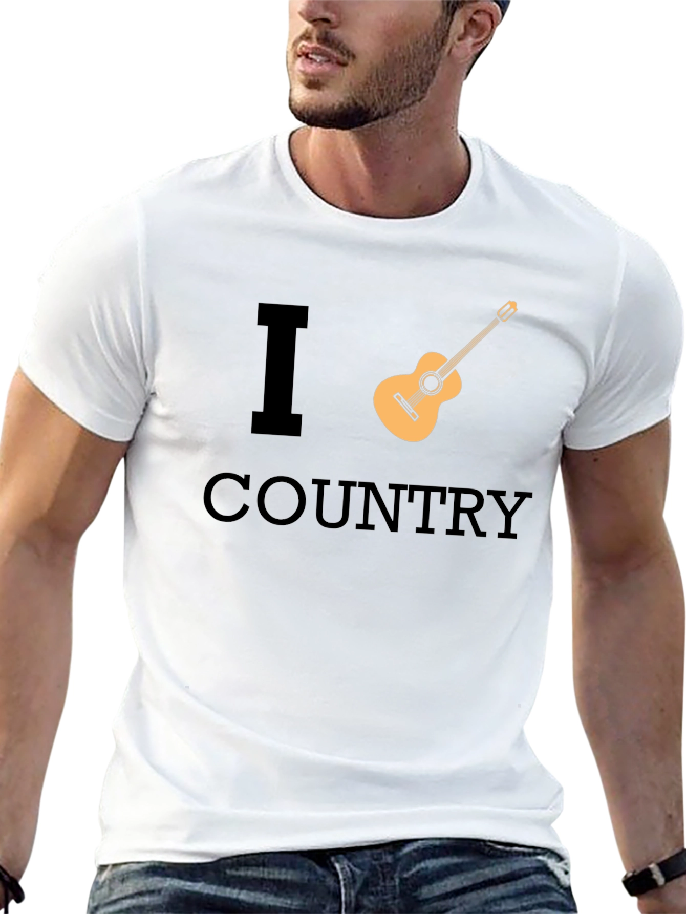 I Guitar Country Music Black T-Shirt