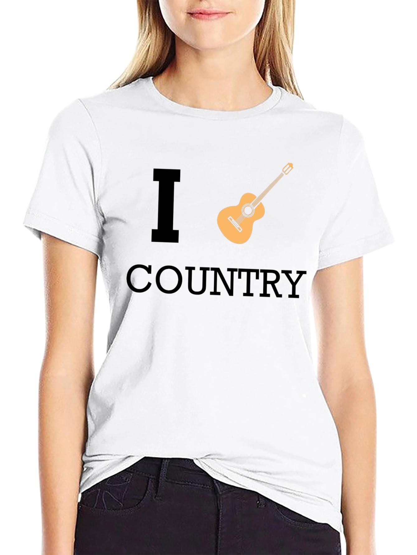 I Guitar Country Music Black T-Shirt