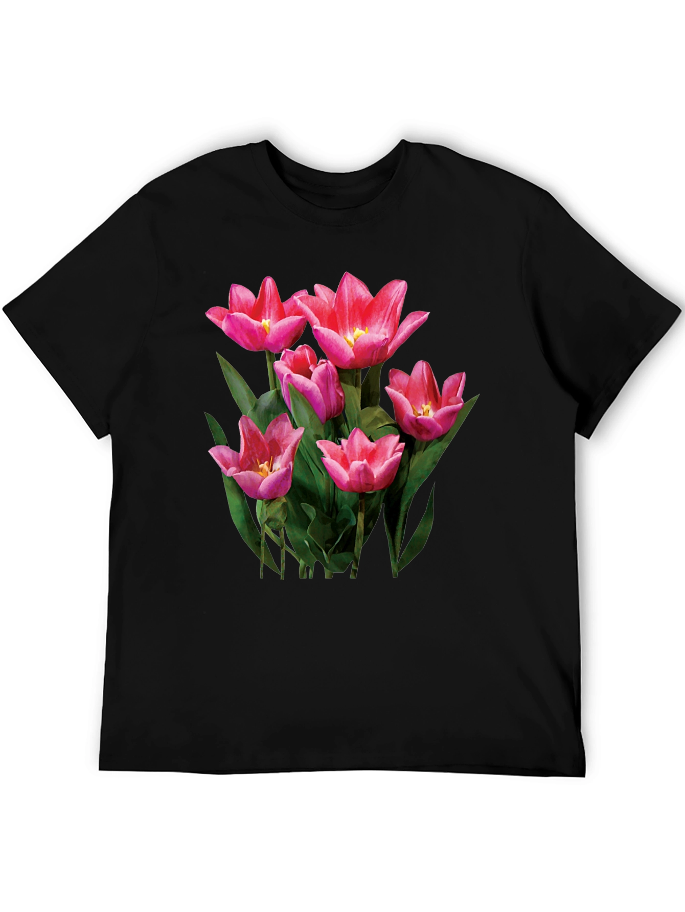 Floral Tulip Graphic Tee - Black T-Shirt