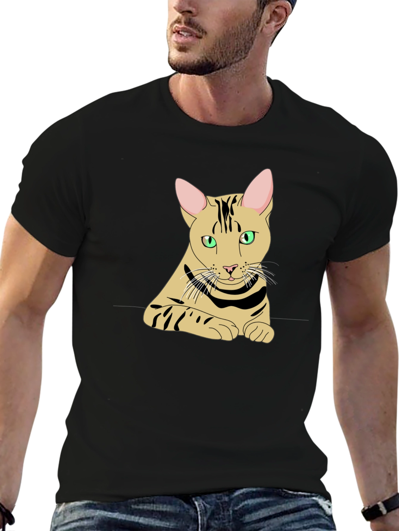 Cool Cat Graphic T-Shirt - Black Cotton Tee
