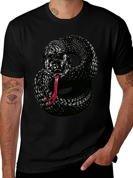 Black Snake Graphic T-Shirt - Mens Cool Design Tee