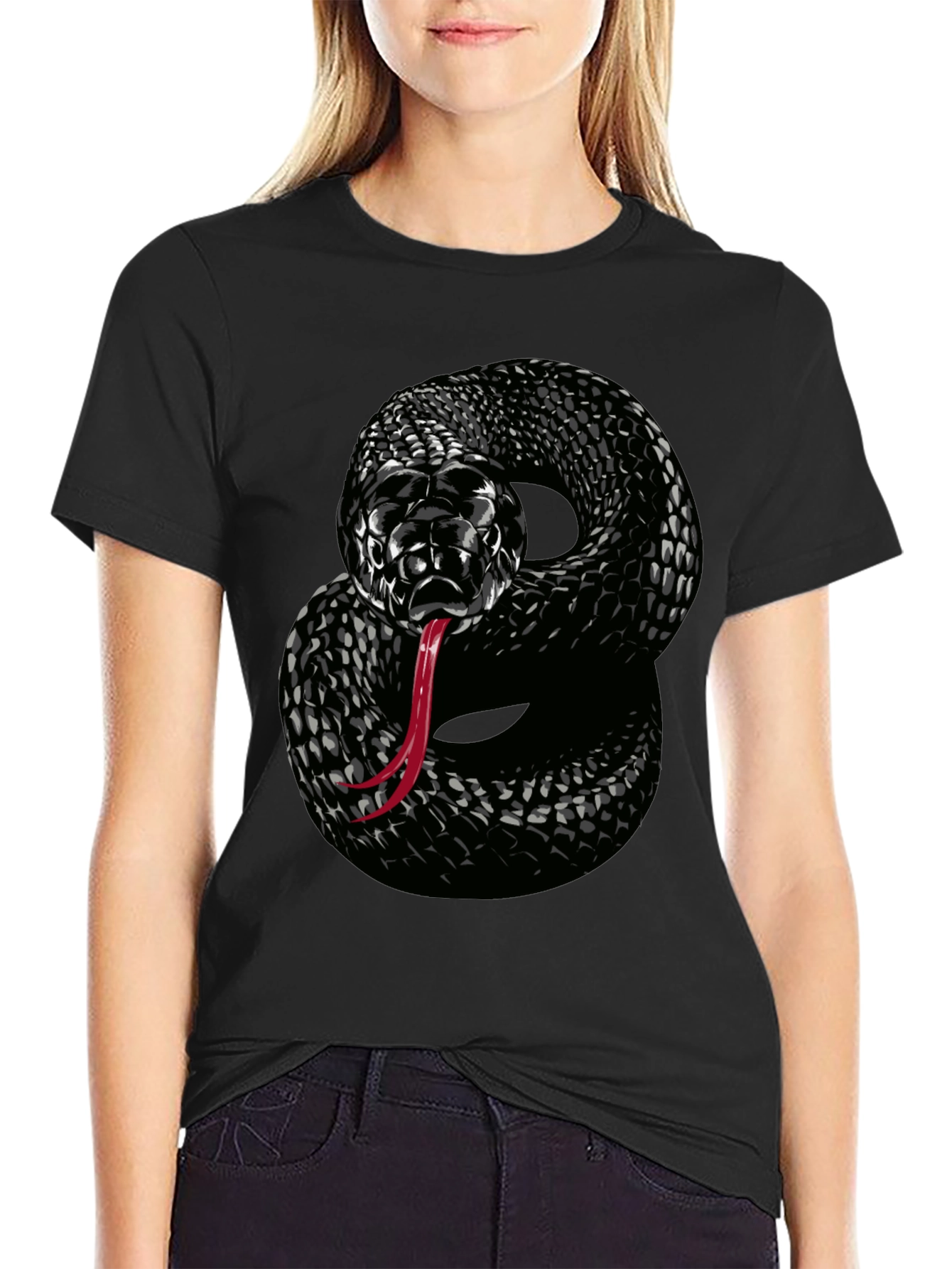 Black Snake Graphic T-Shirt - Mens Cool Design Tee