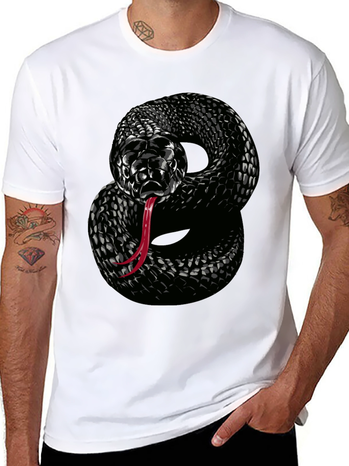 Black Snake Graphic T-Shirt - Mens Cool Design Tee