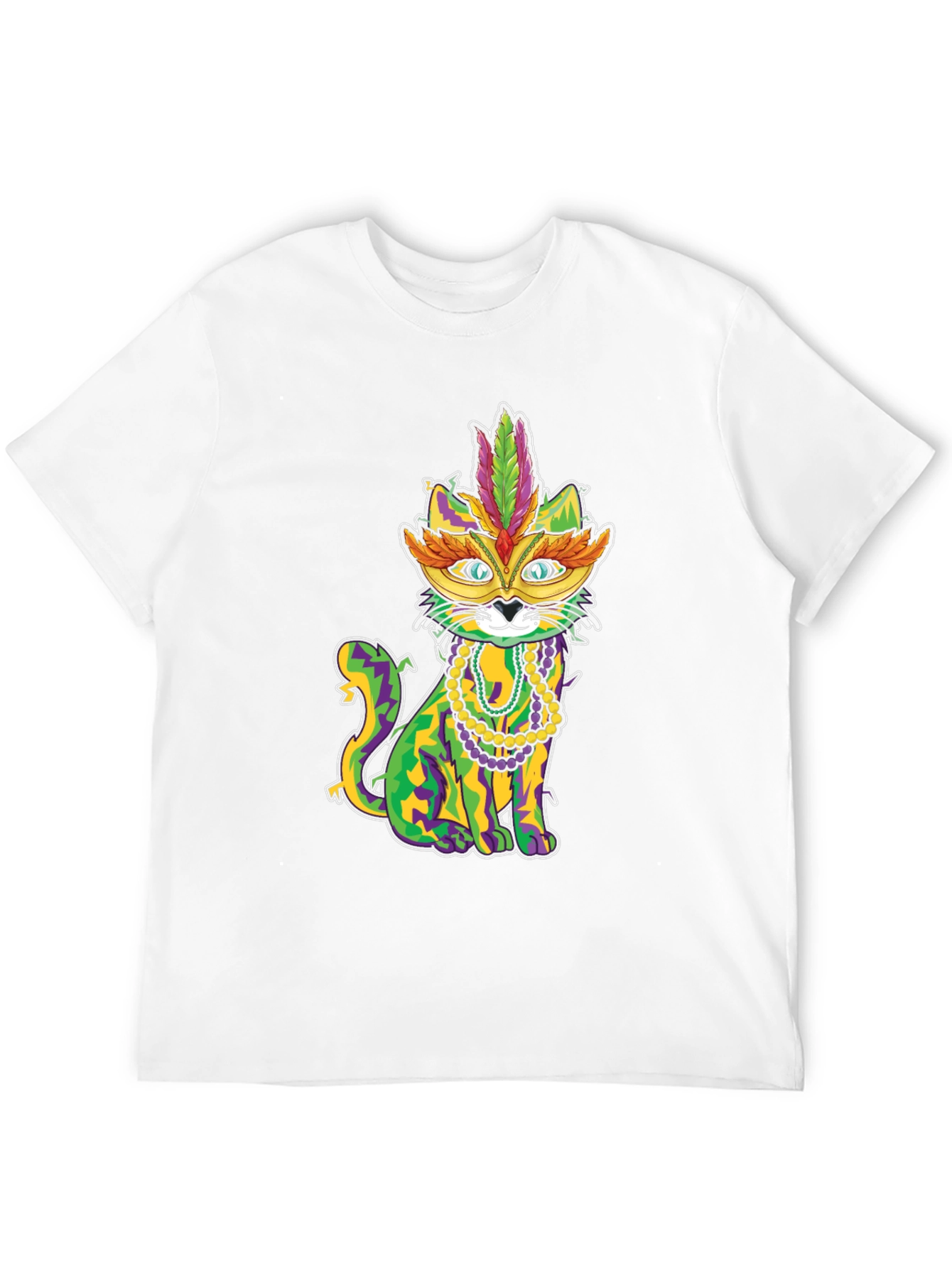 Mardi Gras Cat T-Shirt - Festive Feline Tee