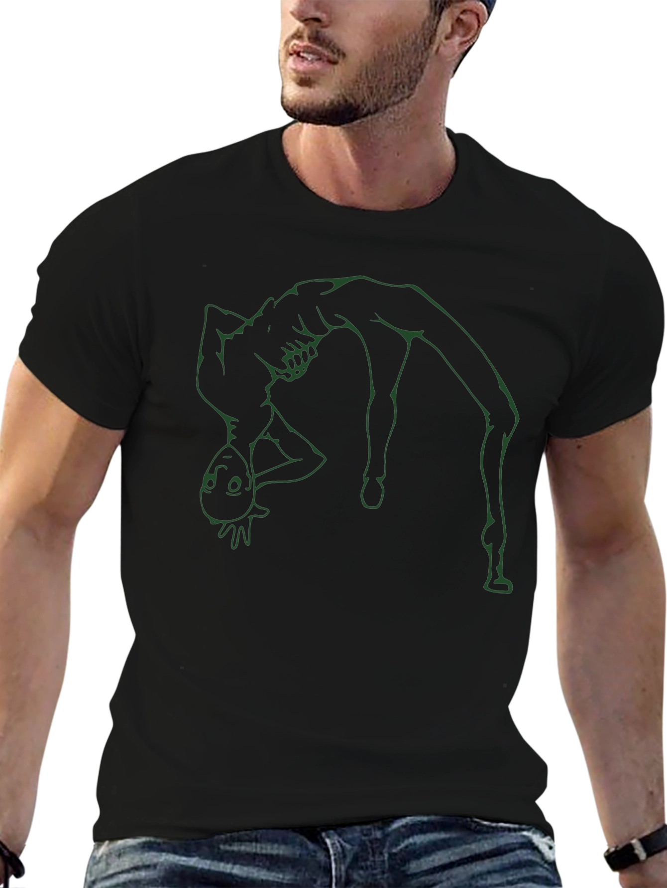 Alien Backbend T-Shirt - Black Graphic Tee