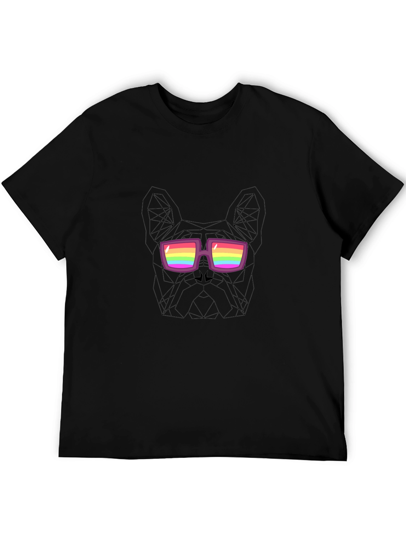 Cool Dog Tee - Geometric Rainbow Glasses