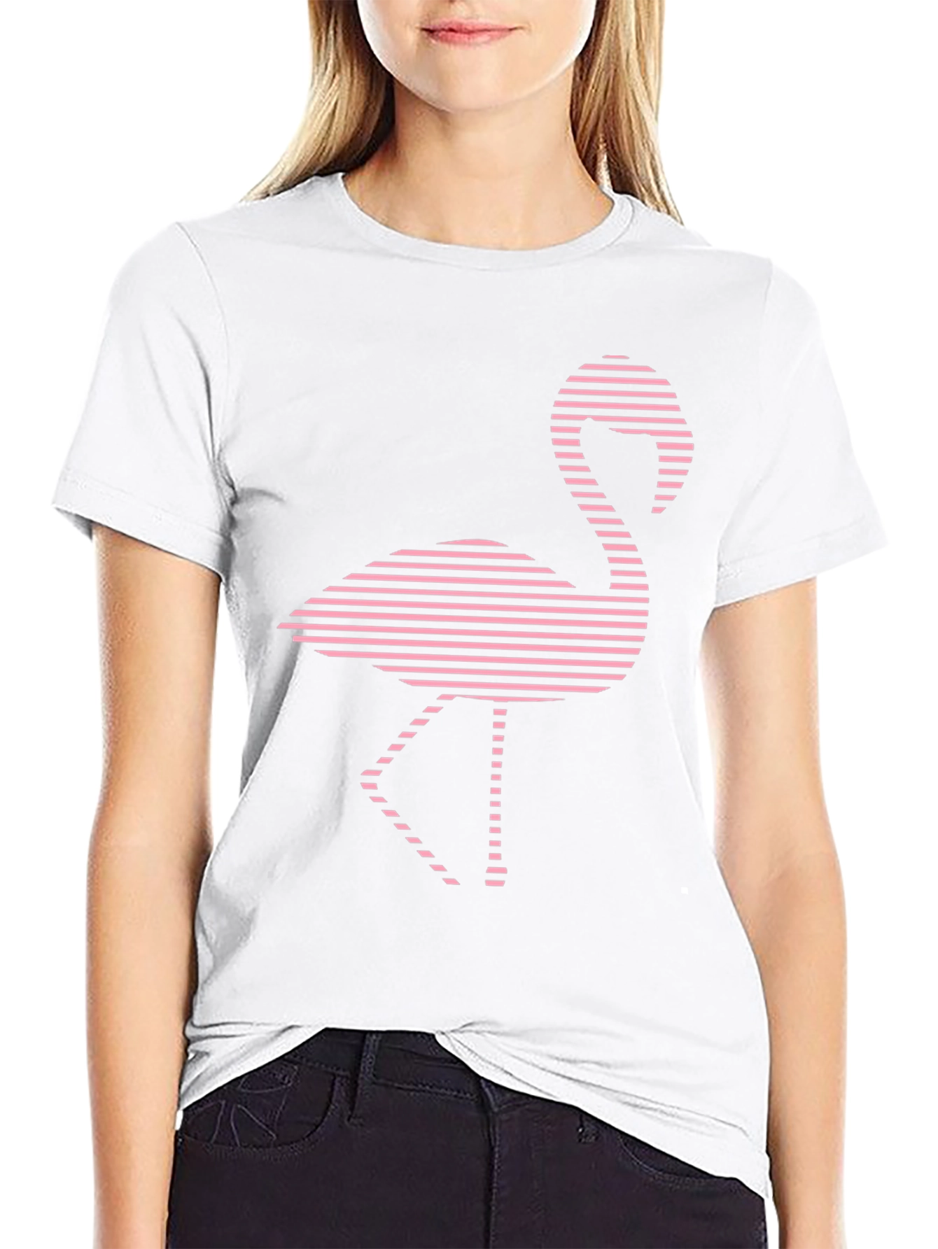 Flamingo Graphic Tee - Black Cotton T-Shirt