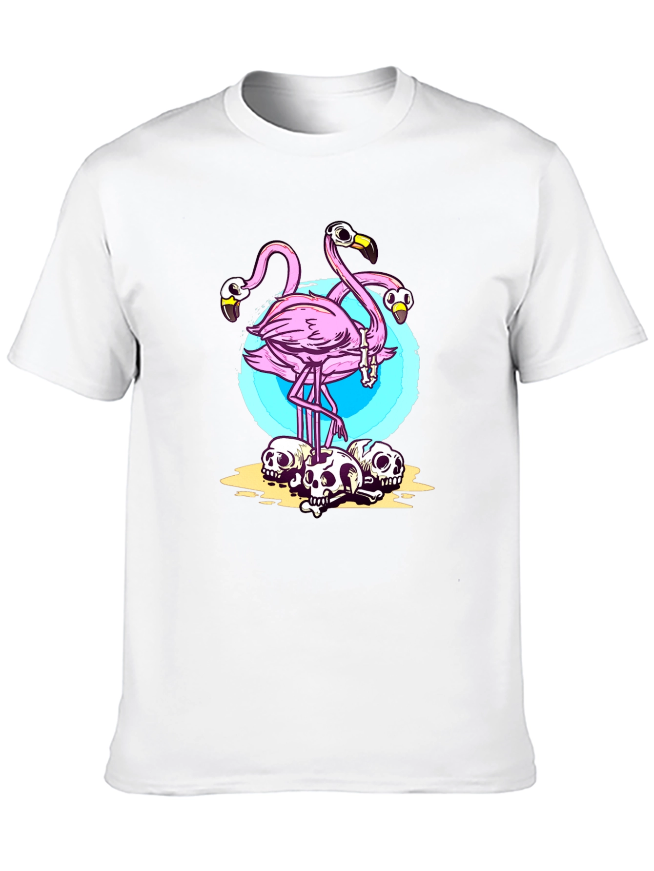 Flamingo Skull Graphic Tee - Unique Design