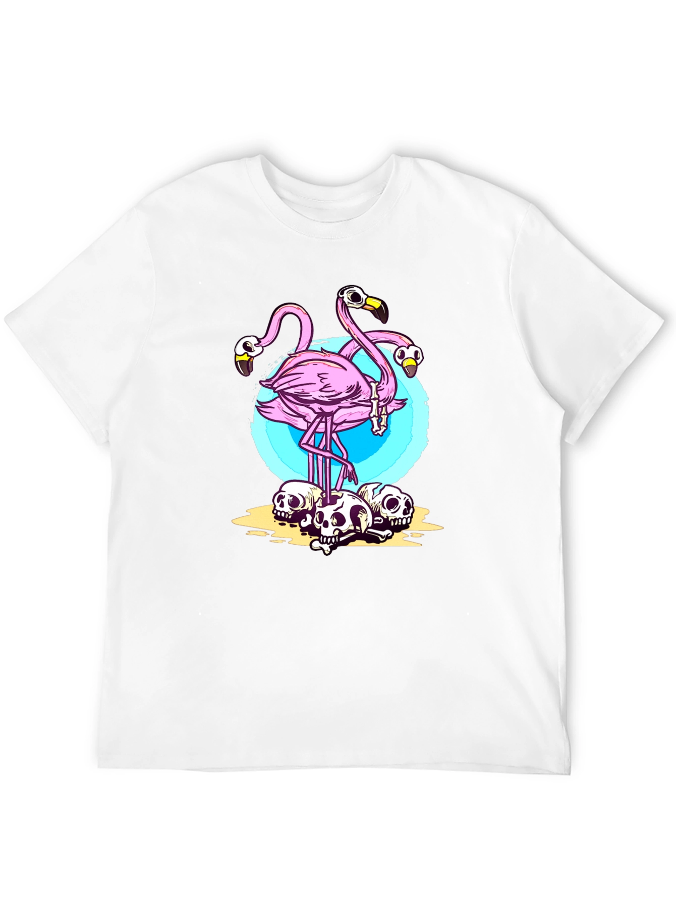 Flamingo Skull Graphic Tee - Unique Design