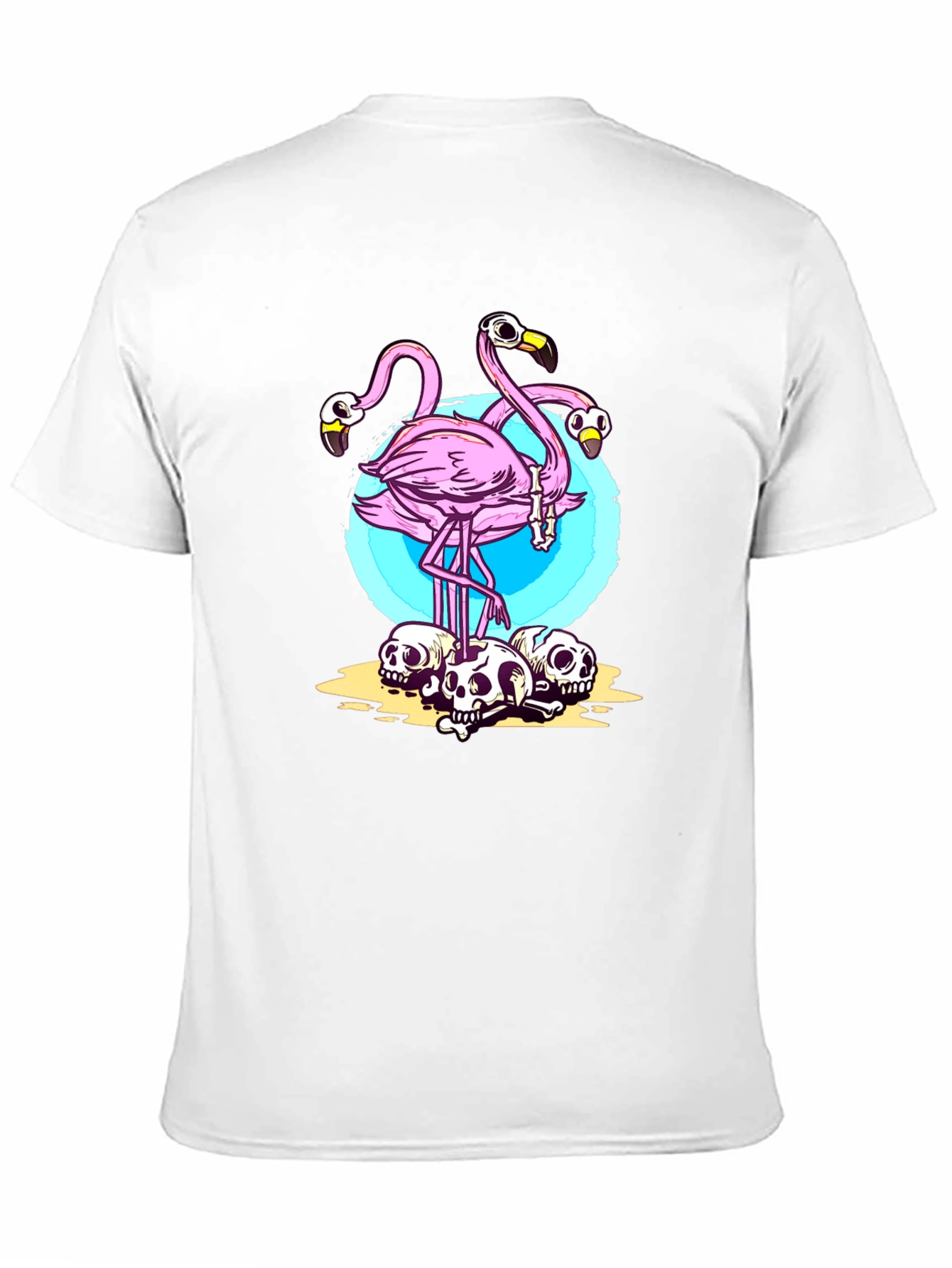 Flamingo Skull Graphic Tee - Unique Design