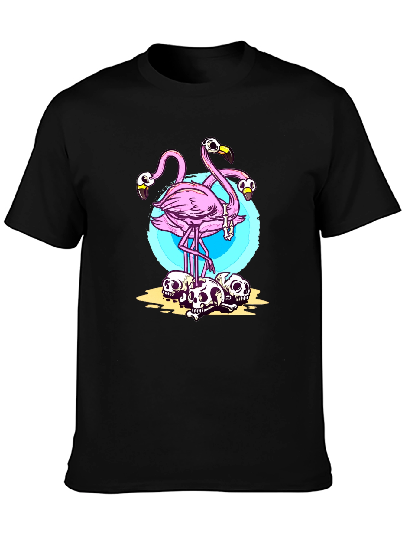 Flamingo Skull Graphic Tee - Unique Design