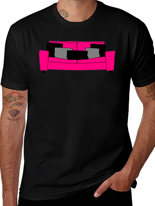 Pink Couch Graphic T-Shirt - Stylish & Comfortable