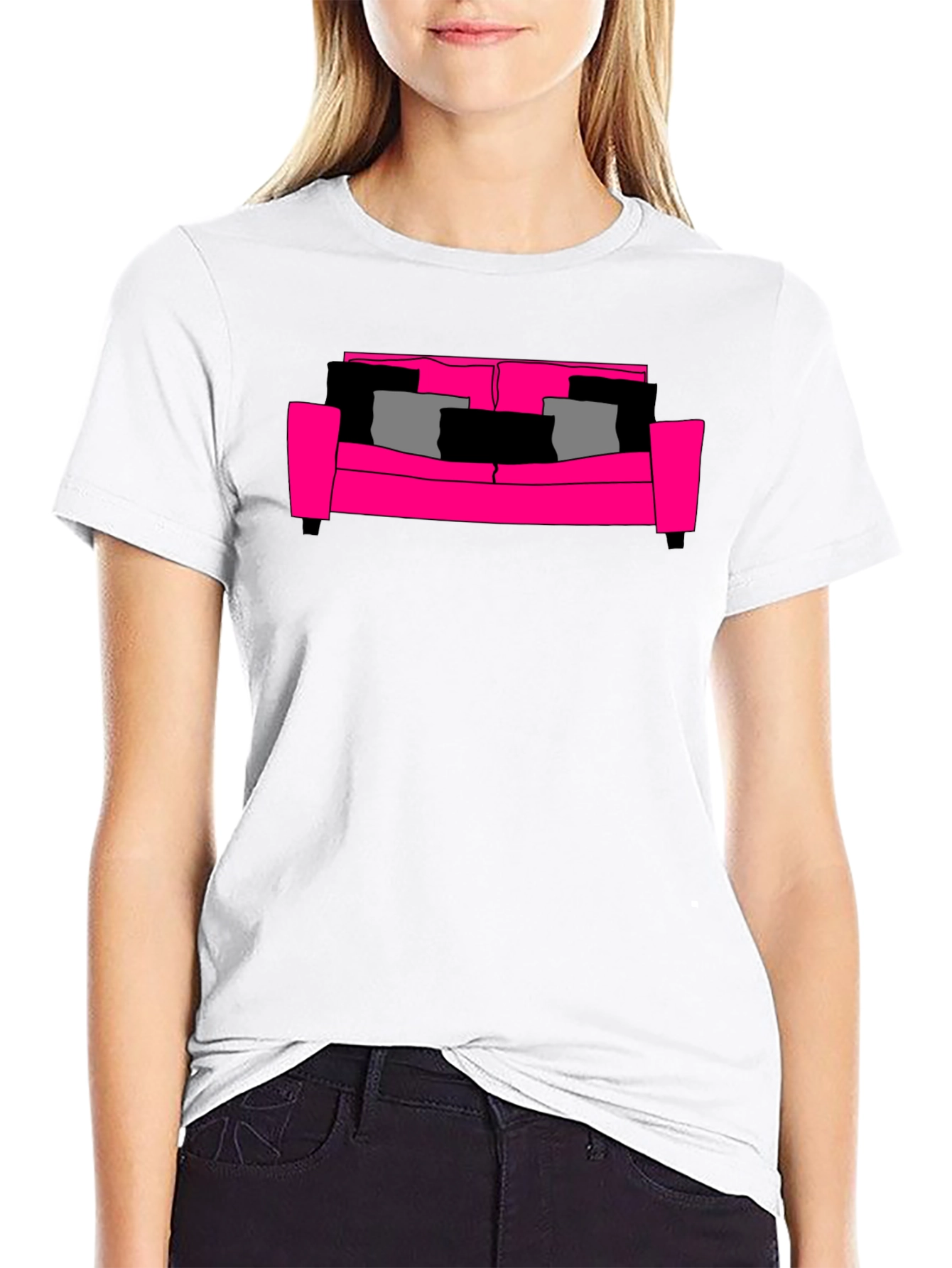 Pink Couch Graphic T-Shirt - Stylish & Comfortable