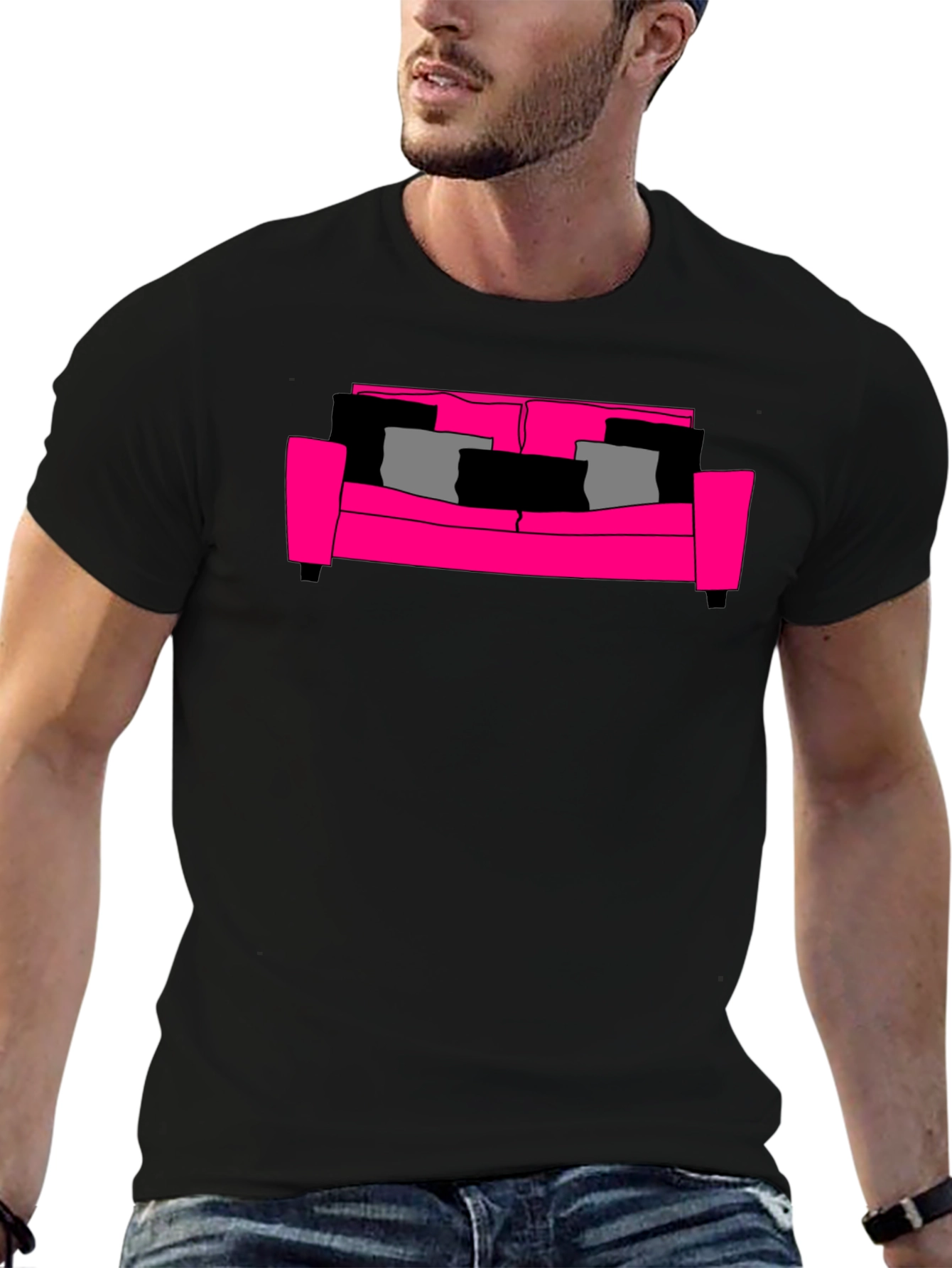 Pink Couch Graphic T-Shirt - Stylish & Comfortable
