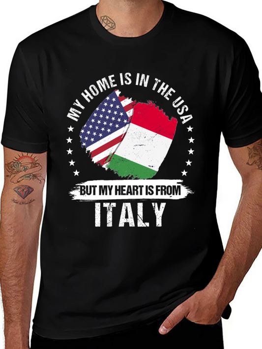 USA & Italy Pride T-Shirt - My Home is in The USA
