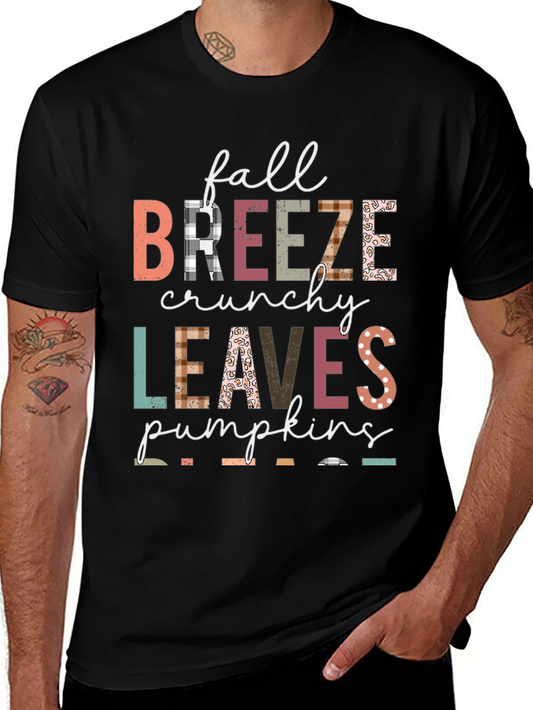 Fall Breeze Crunchy Leaves Pumpkins Graphic Tee