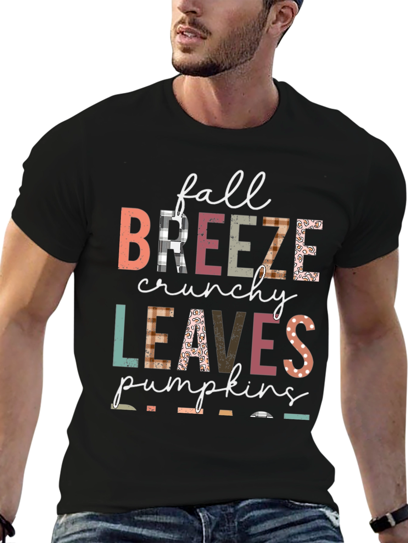 Fall Breeze Crunchy Leaves Pumpkins Graphic Tee