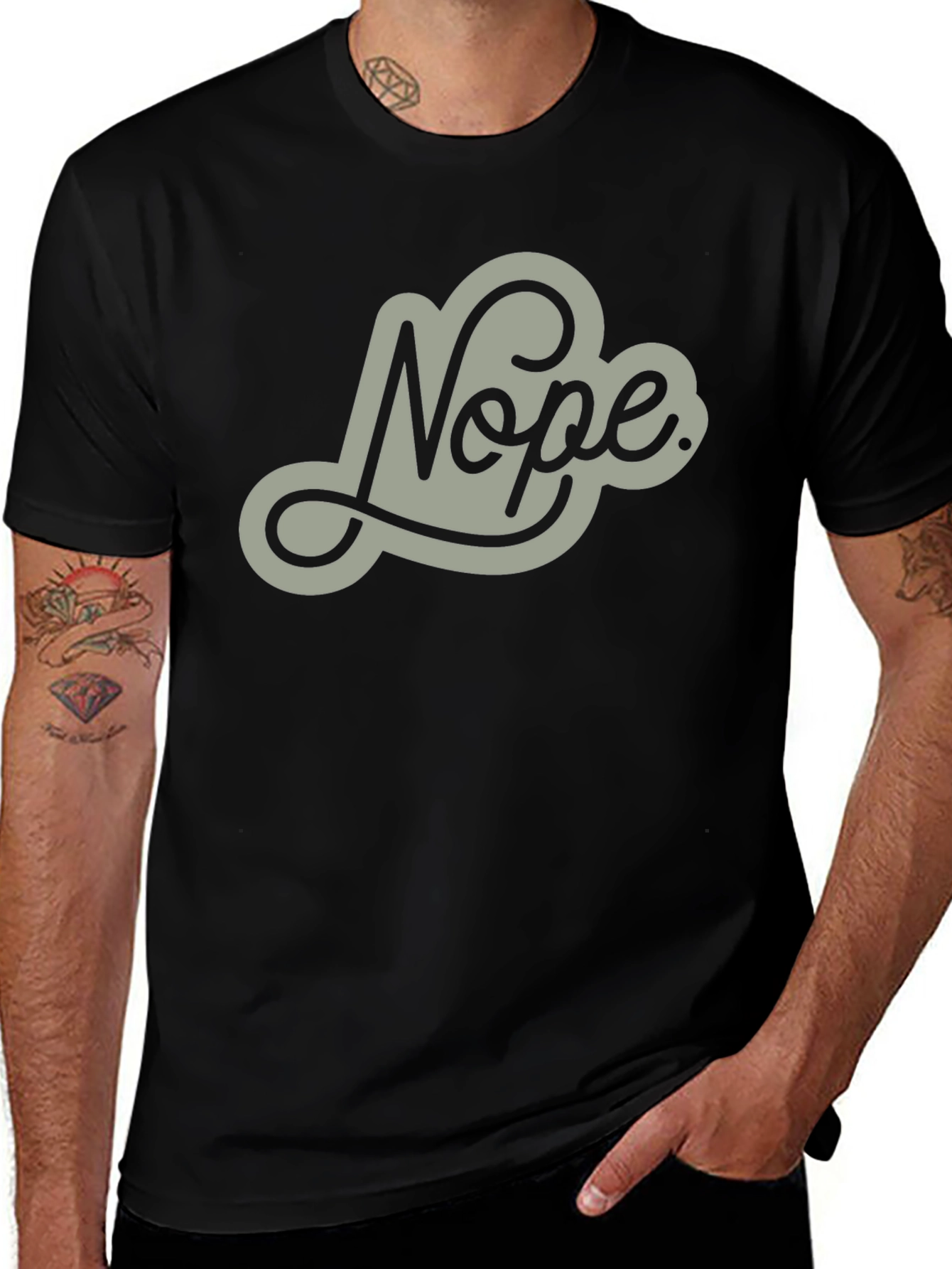 Nope Graphic Tee - Mens Casual Crew Neck T-Shirt