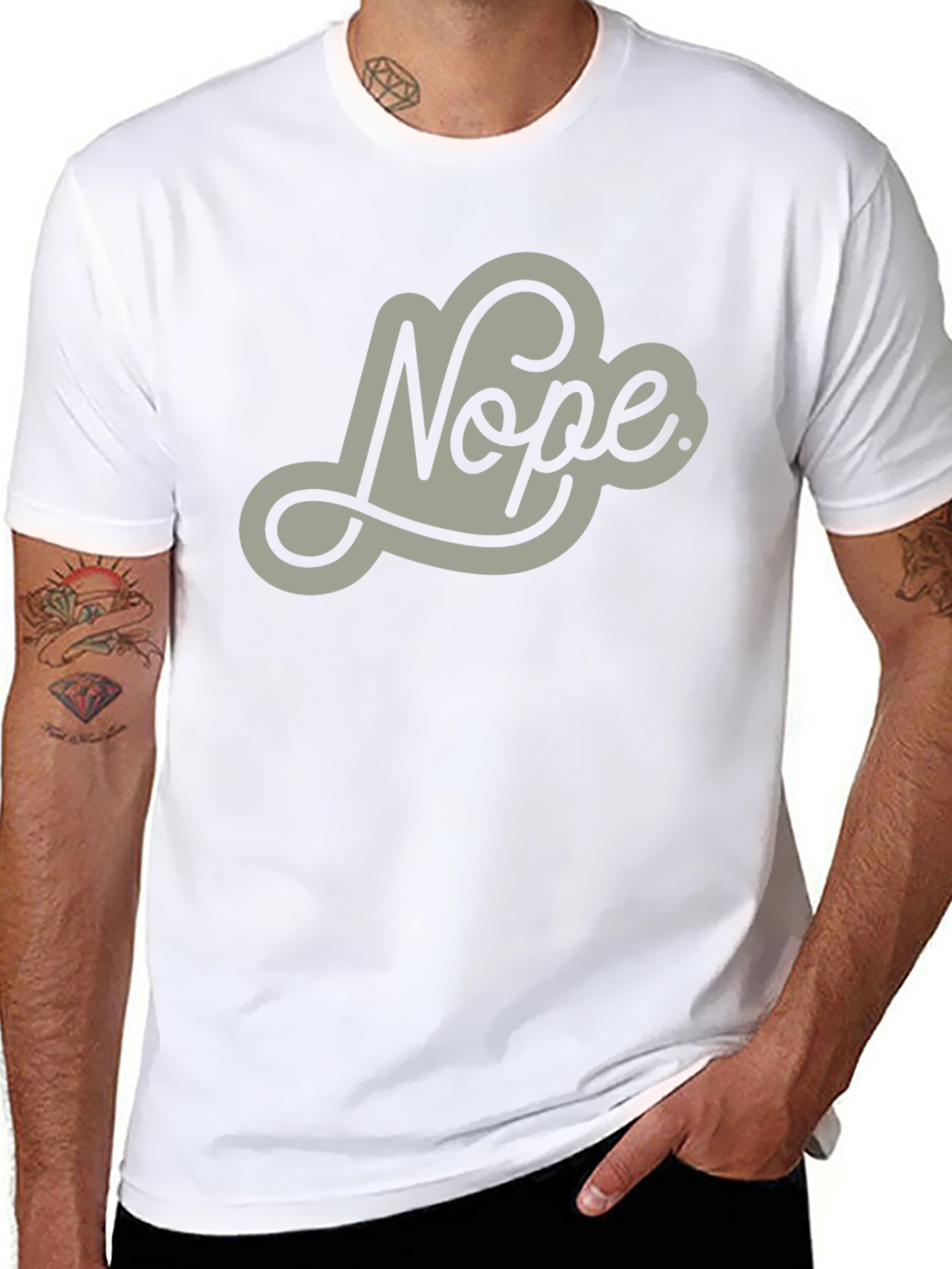 Nope Graphic Tee - Mens Casual Crew Neck T-Shirt