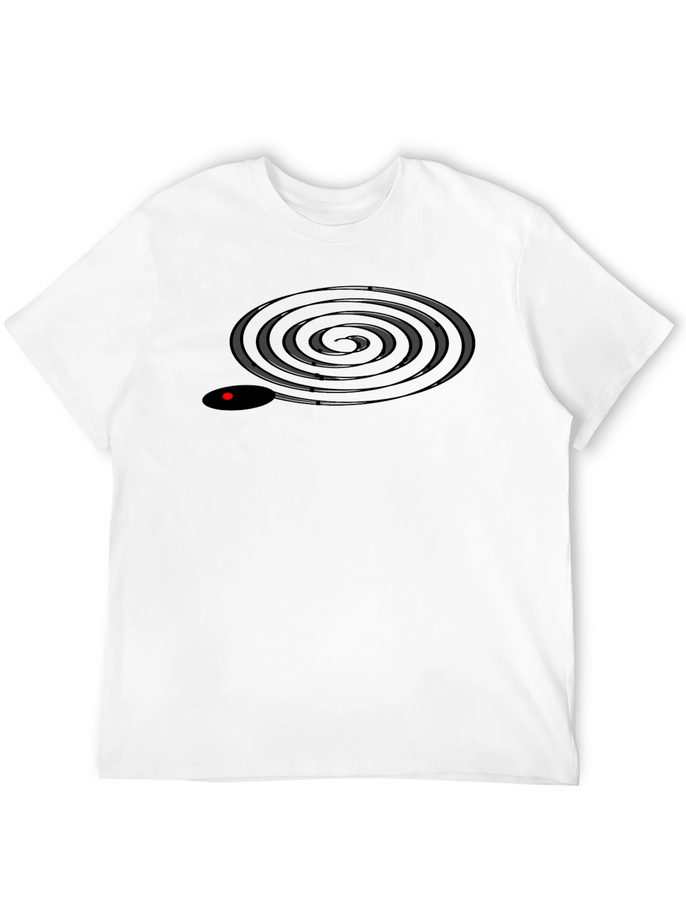 Mens Black T-Shirt with Spiral Design