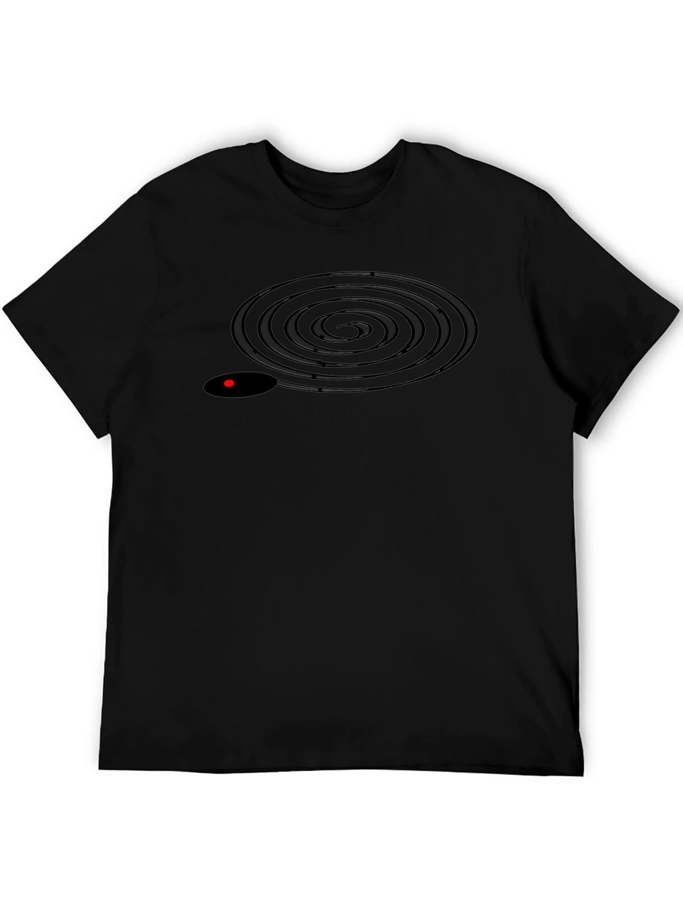 Mens Black T-Shirt with Spiral Design