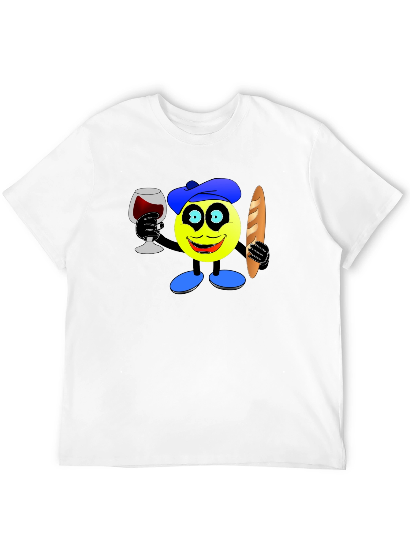 French Emoji T-Shirt - Wine & Baguette