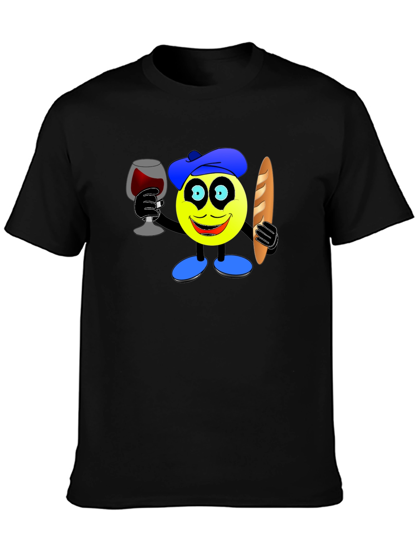 French Emoji T-Shirt - Wine & Baguette