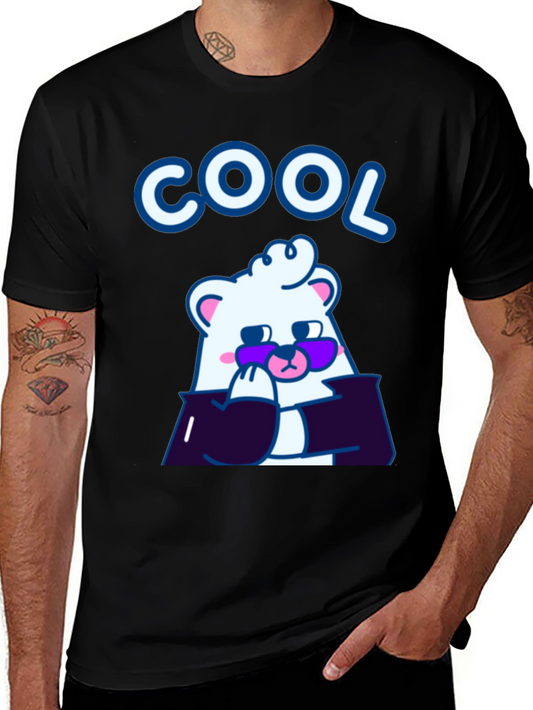 Cool Bear Graphic Tee - Stylish Black Cotton T-Shirt