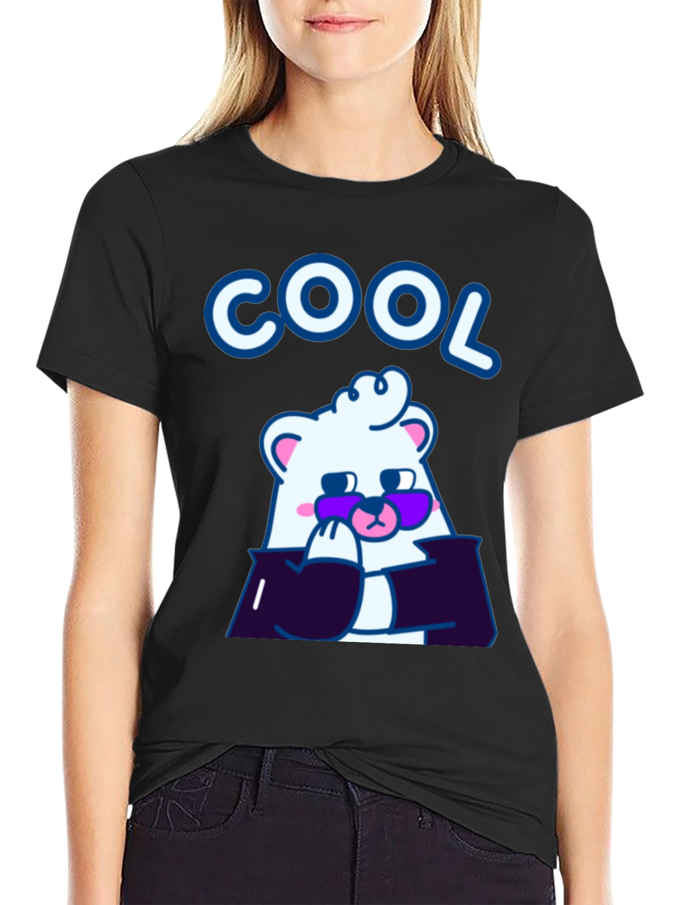 Cool Bear Graphic Tee - Stylish Black Cotton T-Shirt