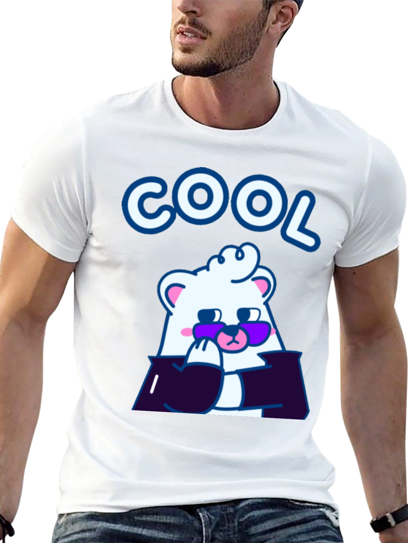 Cool Bear Graphic Tee - Stylish Black Cotton T-Shirt