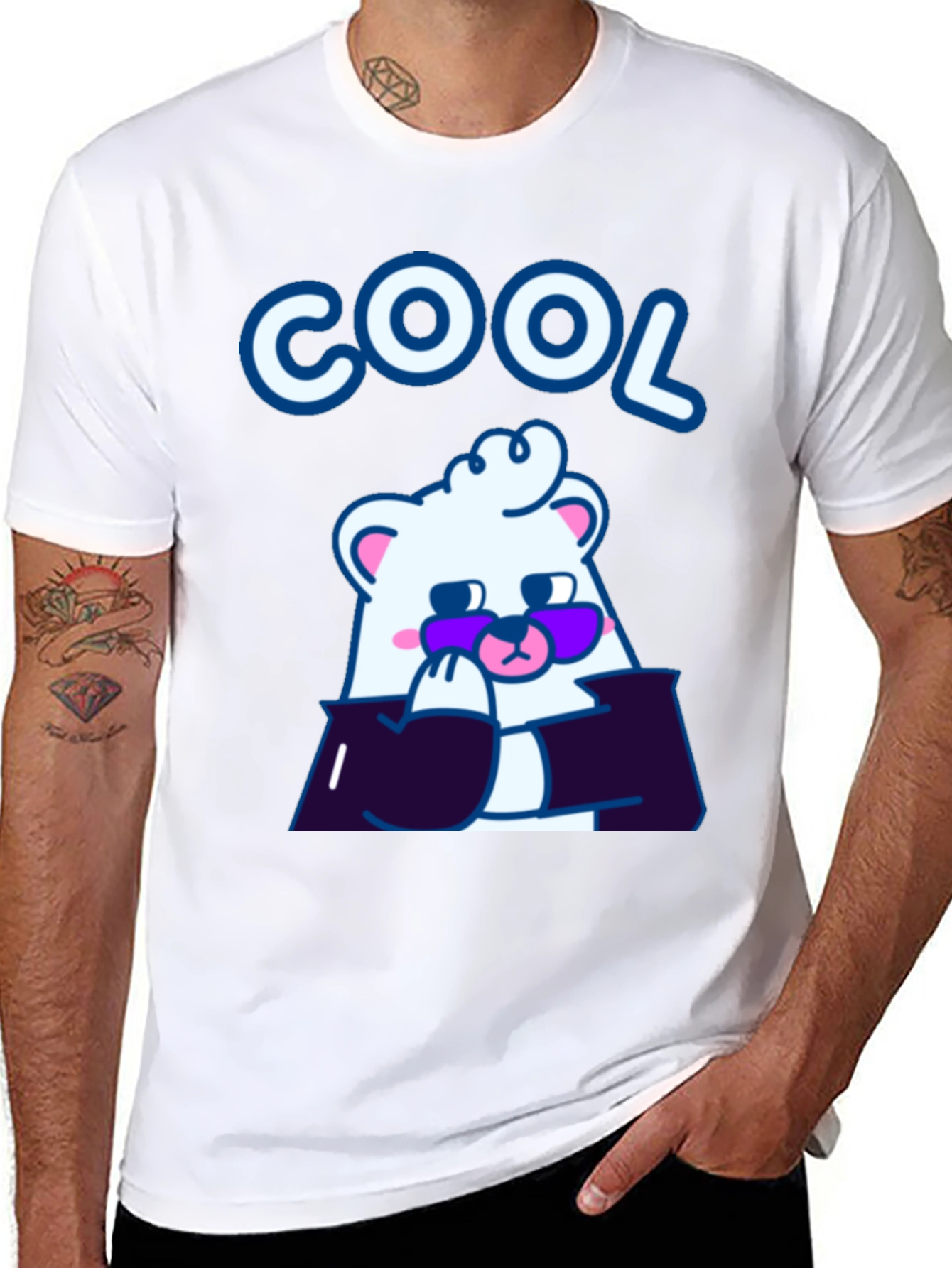 Cool Bear Graphic Tee - Stylish Black Cotton T-Shirt