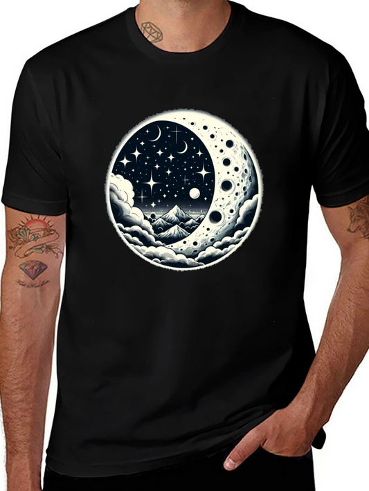 Celestial Moonscape Graphic Tee - Black