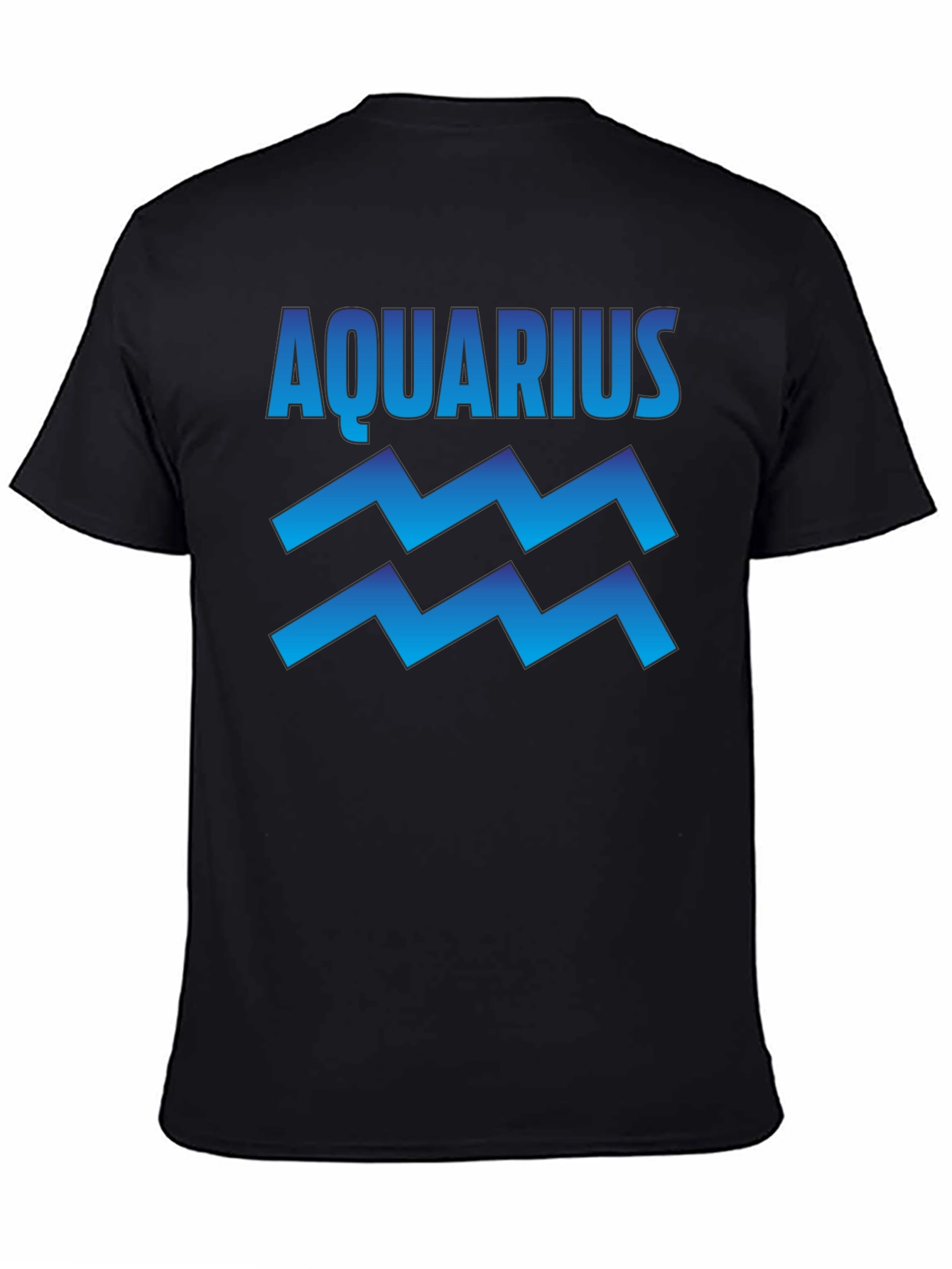 Aquarius Zodiac Sign Graphic T-Shirt - Black