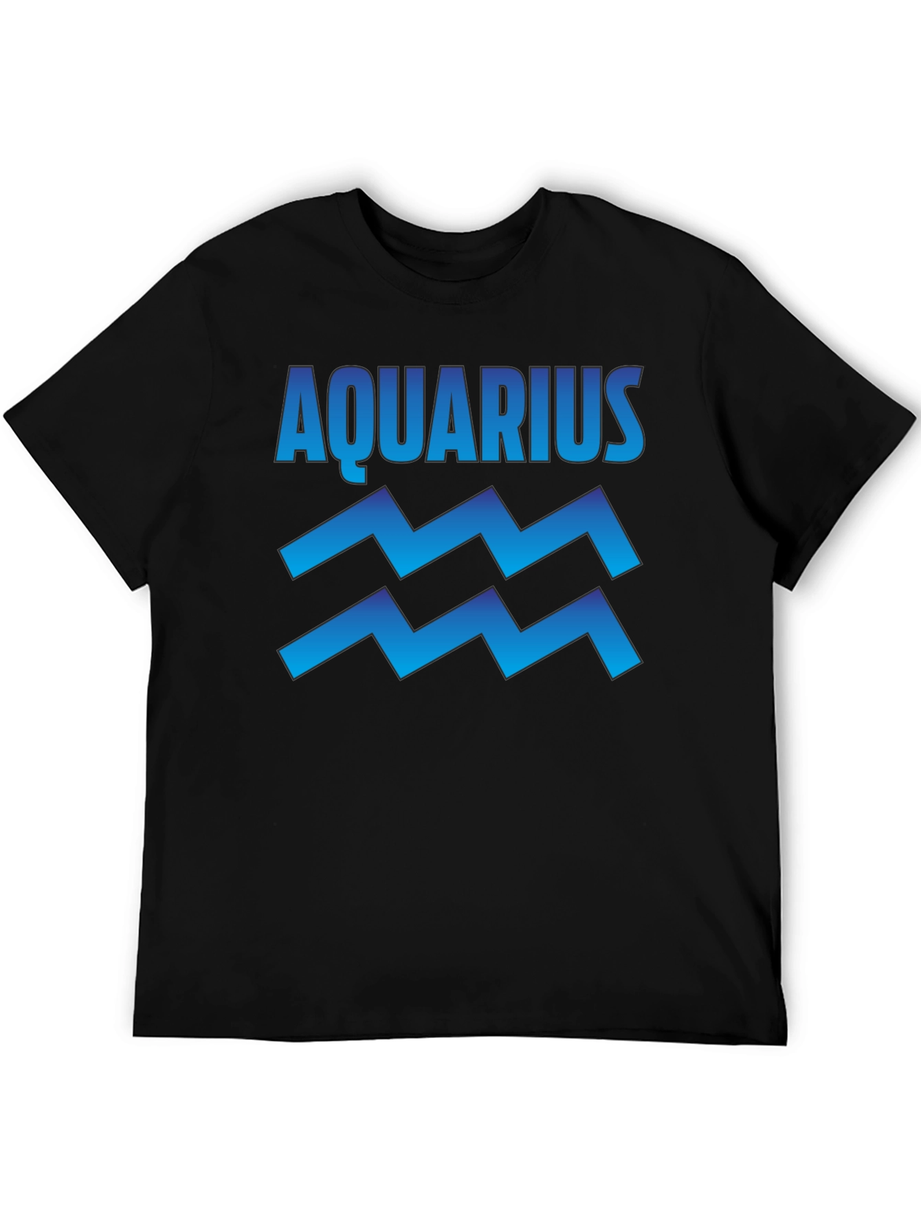 Aquarius Zodiac Sign Graphic T-Shirt - Black