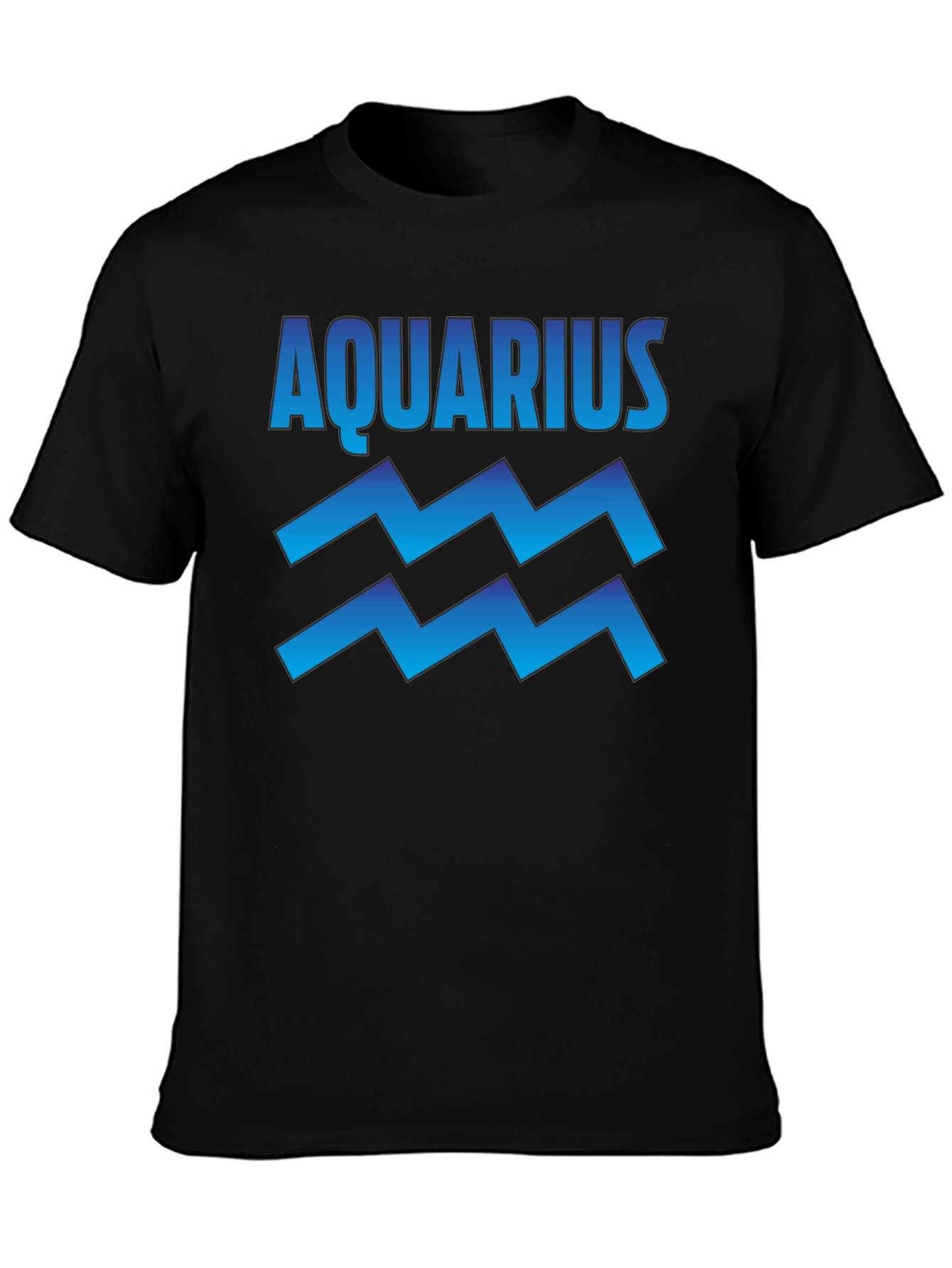 Aquarius Zodiac Sign Graphic T-Shirt - Black