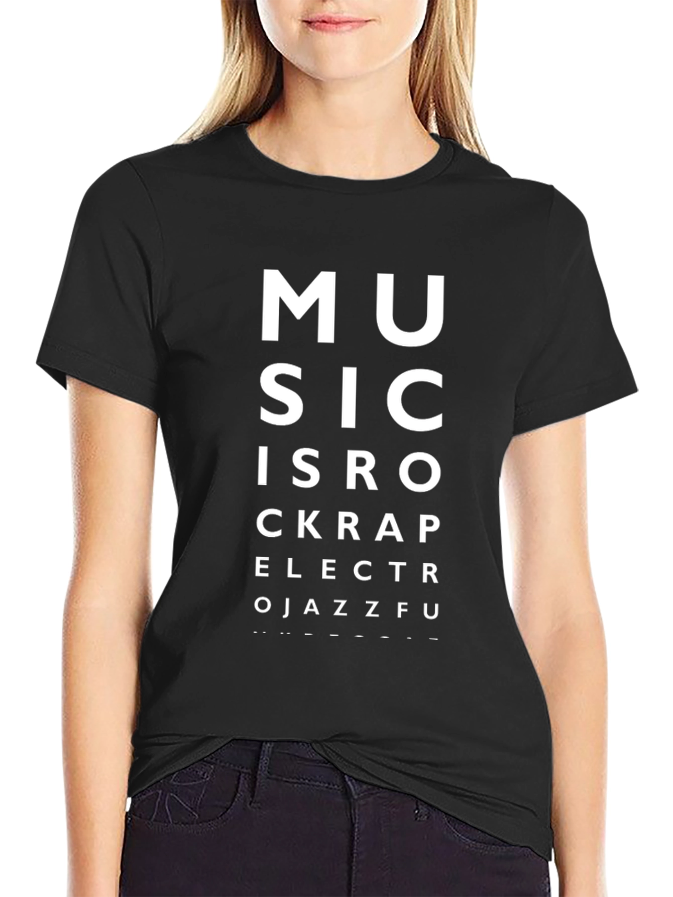 Music Eye Chart Black T-Shirt