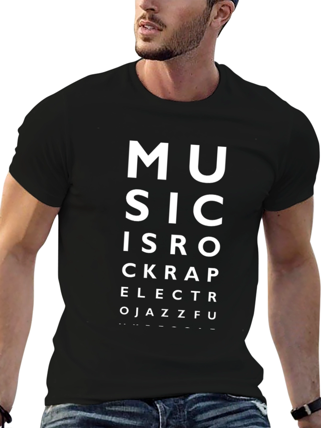 Music Eye Chart Black T-Shirt