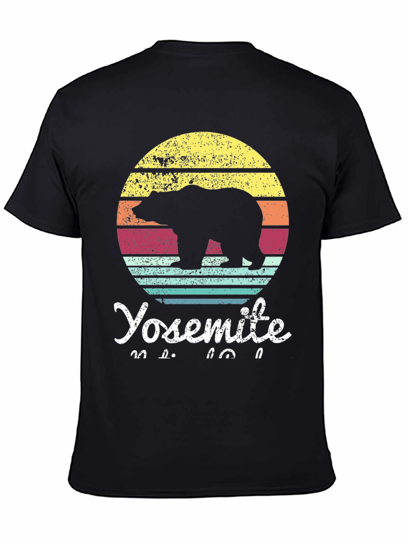 Yosemite Bear Sunset Graphic Tee - Retro Style