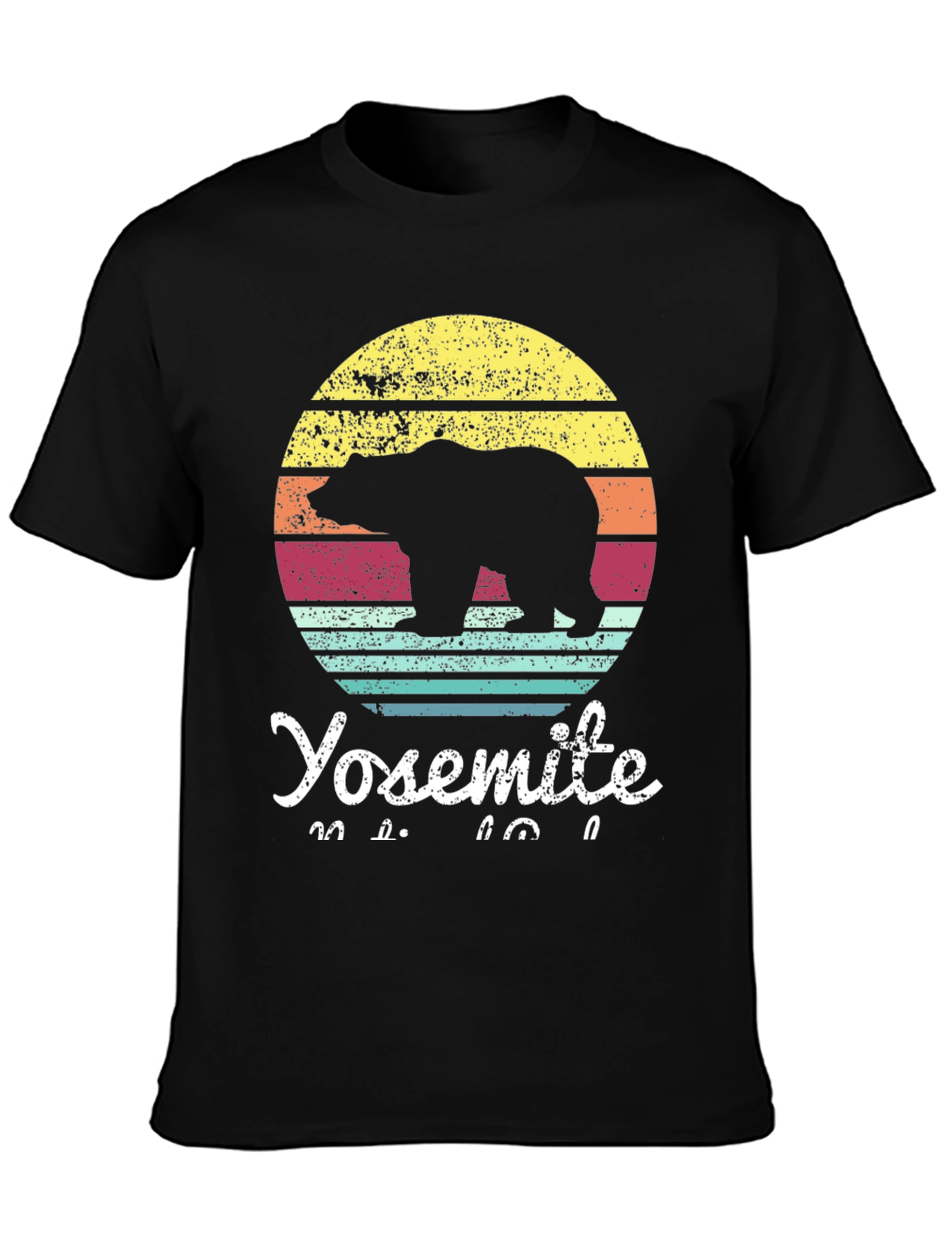 Yosemite Bear Sunset Graphic Tee - Retro Style
