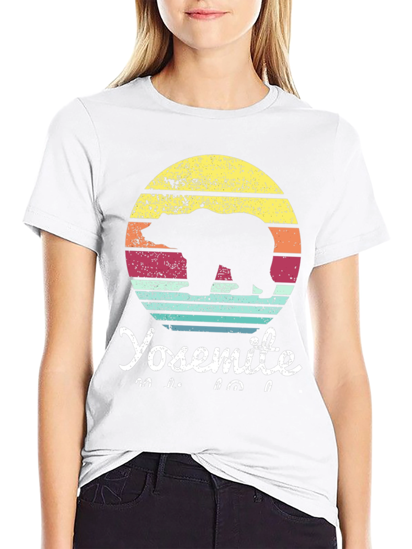 Yosemite Bear Sunset Graphic Tee - Retro Style
