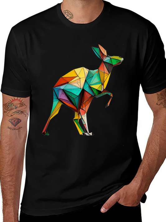 Geometric Kangaroo T-Shirt - Modern Art Tee