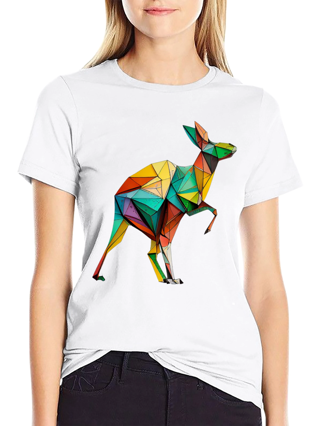 Geometric Kangaroo T-Shirt - Modern Art Tee