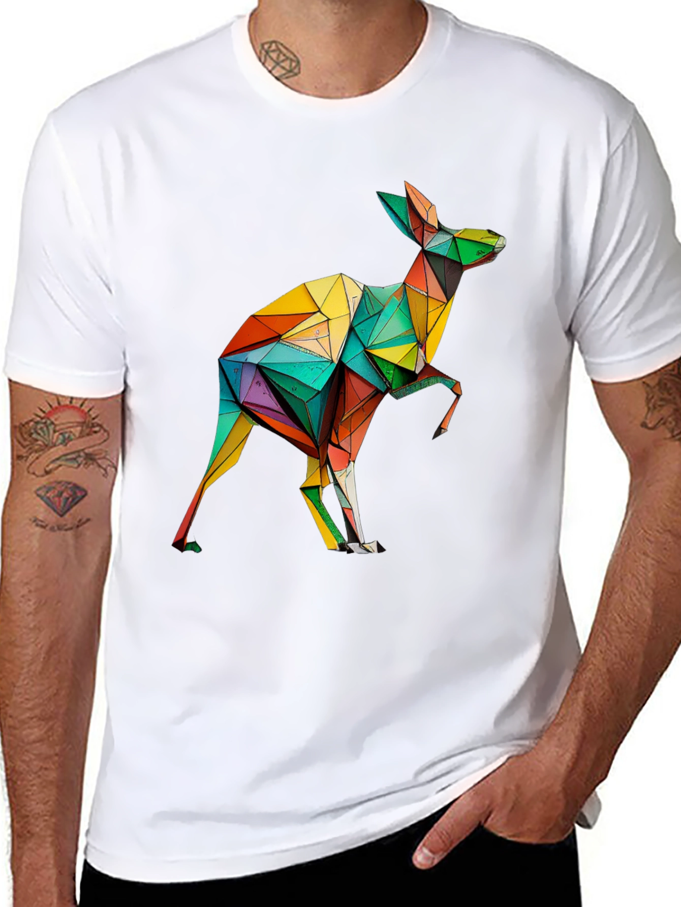 Geometric Kangaroo T-Shirt - Modern Art Tee