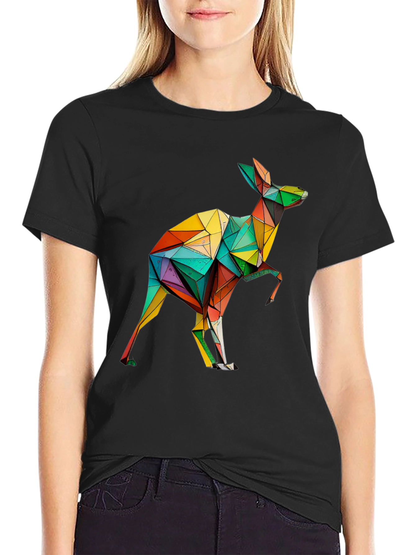 Geometric Kangaroo T-Shirt - Modern Art Tee