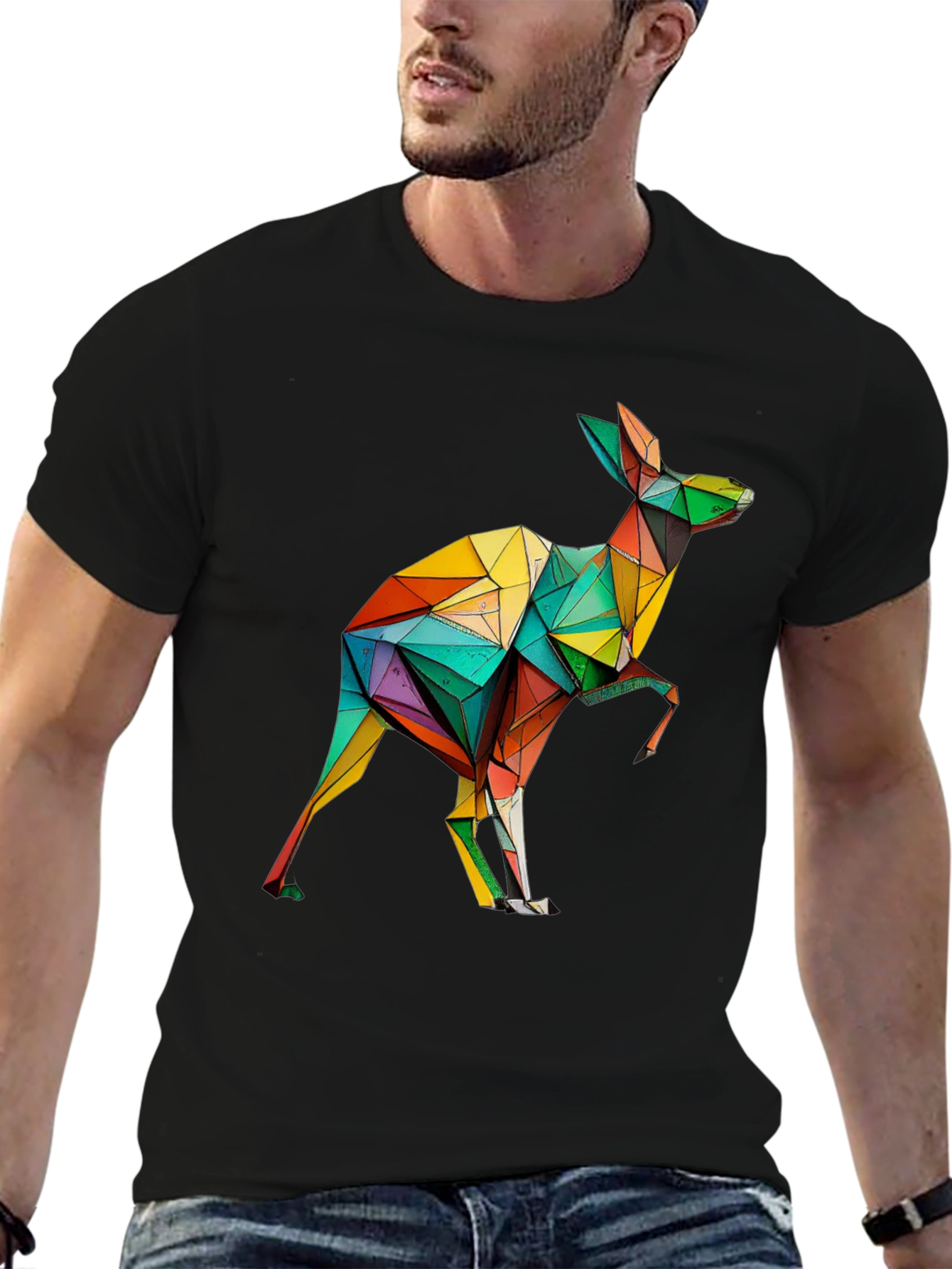 Geometric Kangaroo T-Shirt - Modern Art Tee