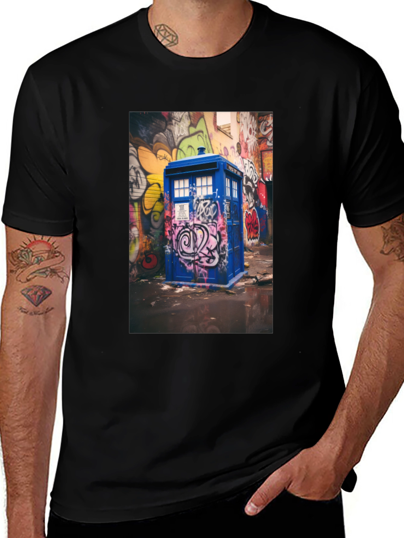Dr. Who Graffiti T-Shirt - Black