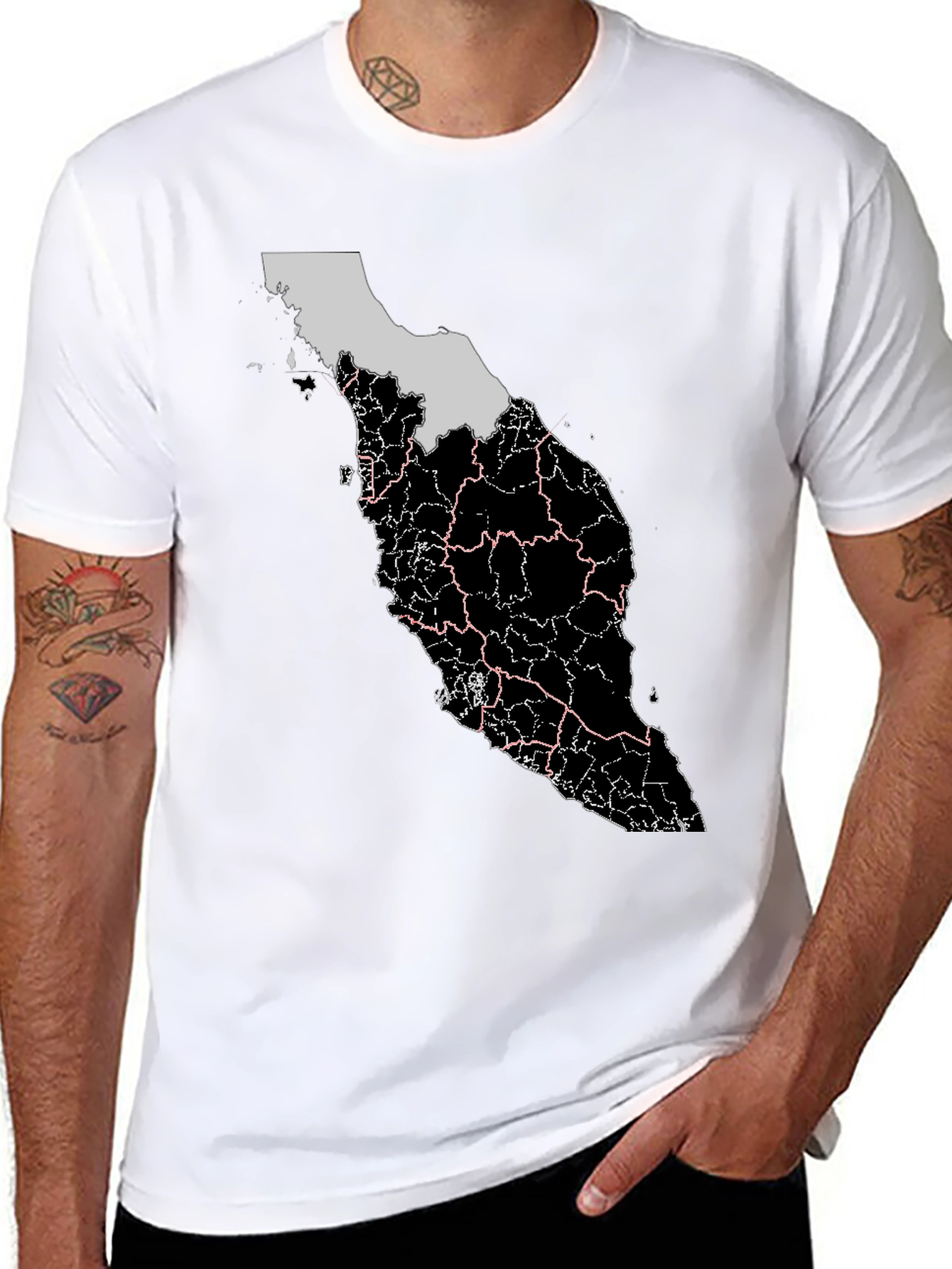 Malaysia Map T-Shirt - Black Graphic Tee