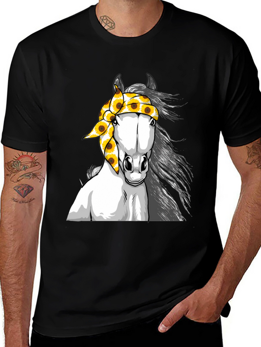 Horse Sunflower Bandana Graphic Tee