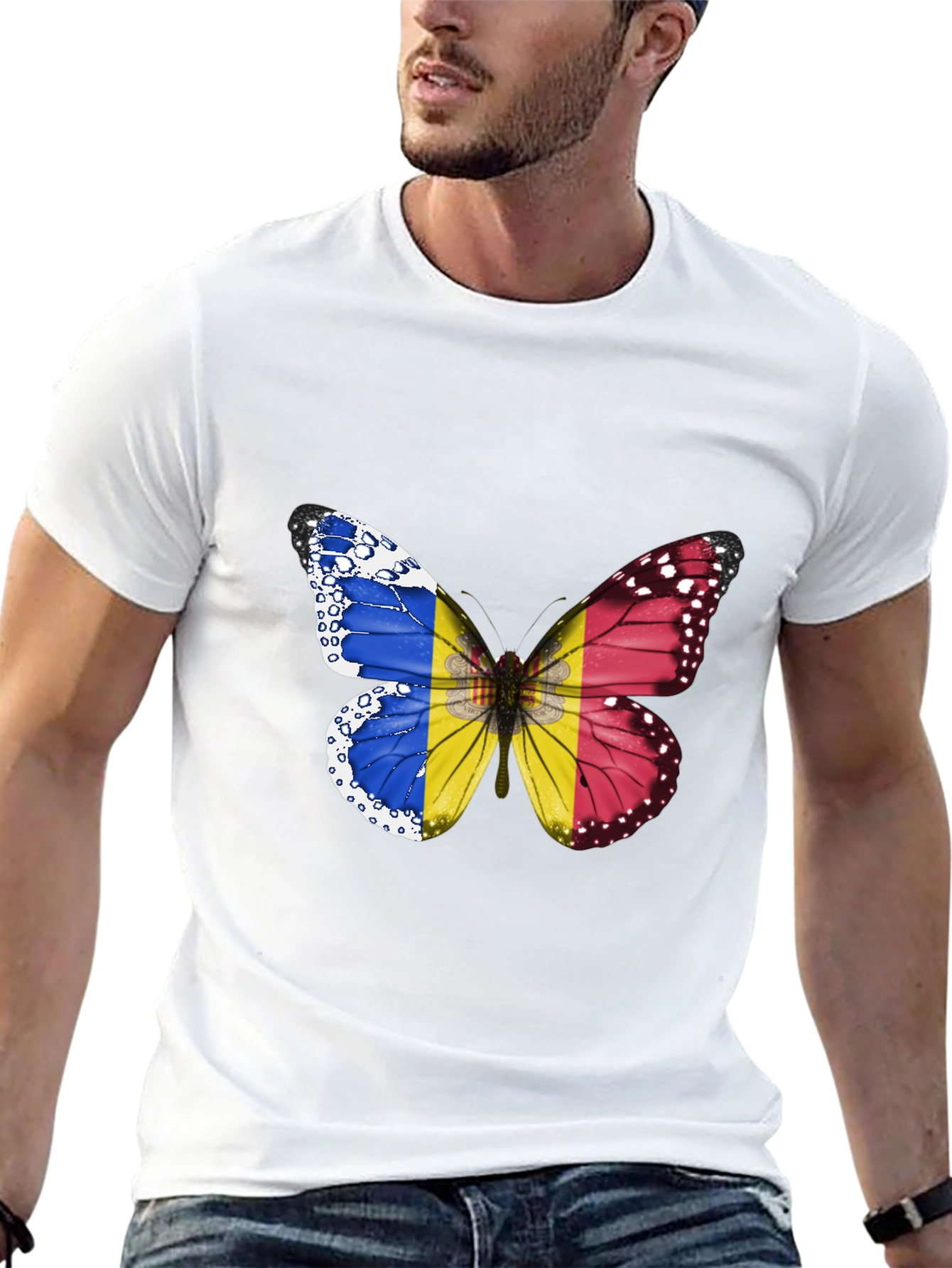 Butterfly Romania Flag Graphic T-Shirt