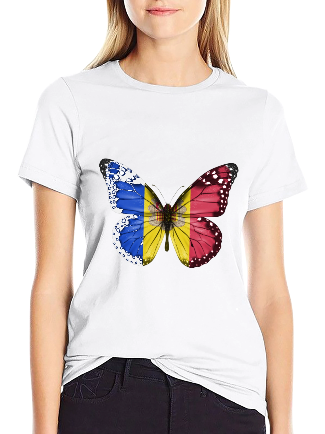 Butterfly Romania Flag Graphic T-Shirt